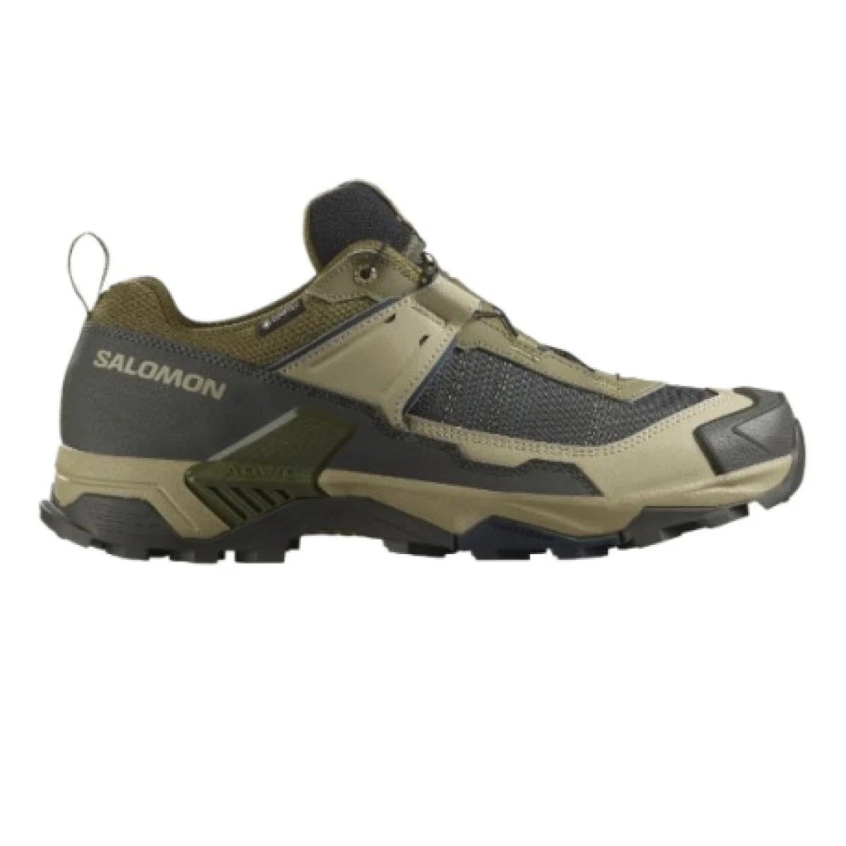 Pánska nízka turistická obuv SALOMON X Ultra 5 GTX M martini olive gray green blue nights · záber 1
