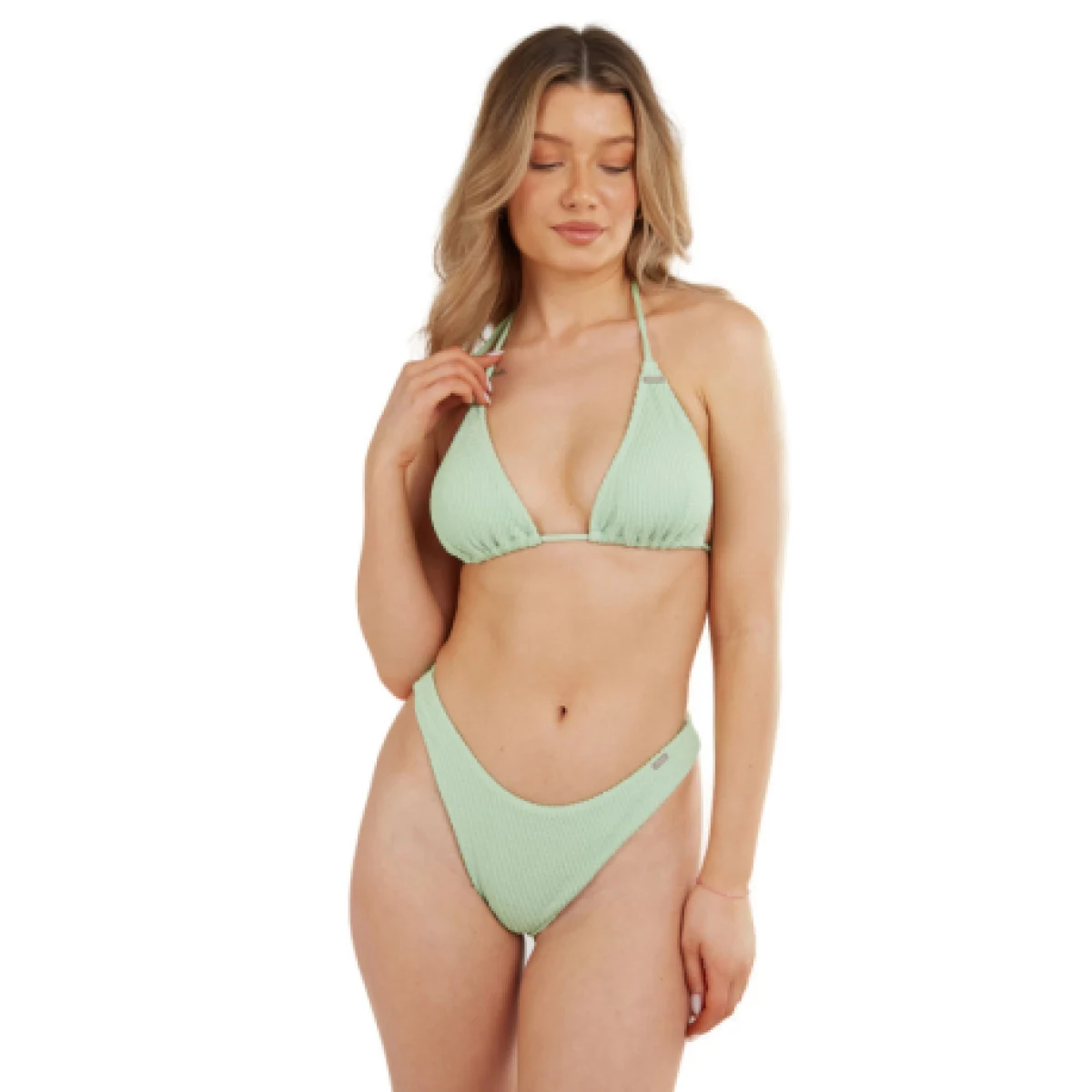 Dámske plavky vrchný diel FUNDANGO Innisfil Triangle Jacquard Top-521-pool green · záber 1