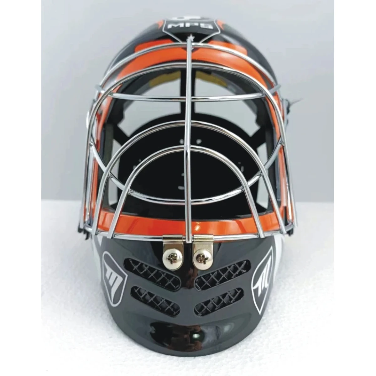 Florbalová maska MPS PRO FLAME - Black Orange Chrome · záber 4