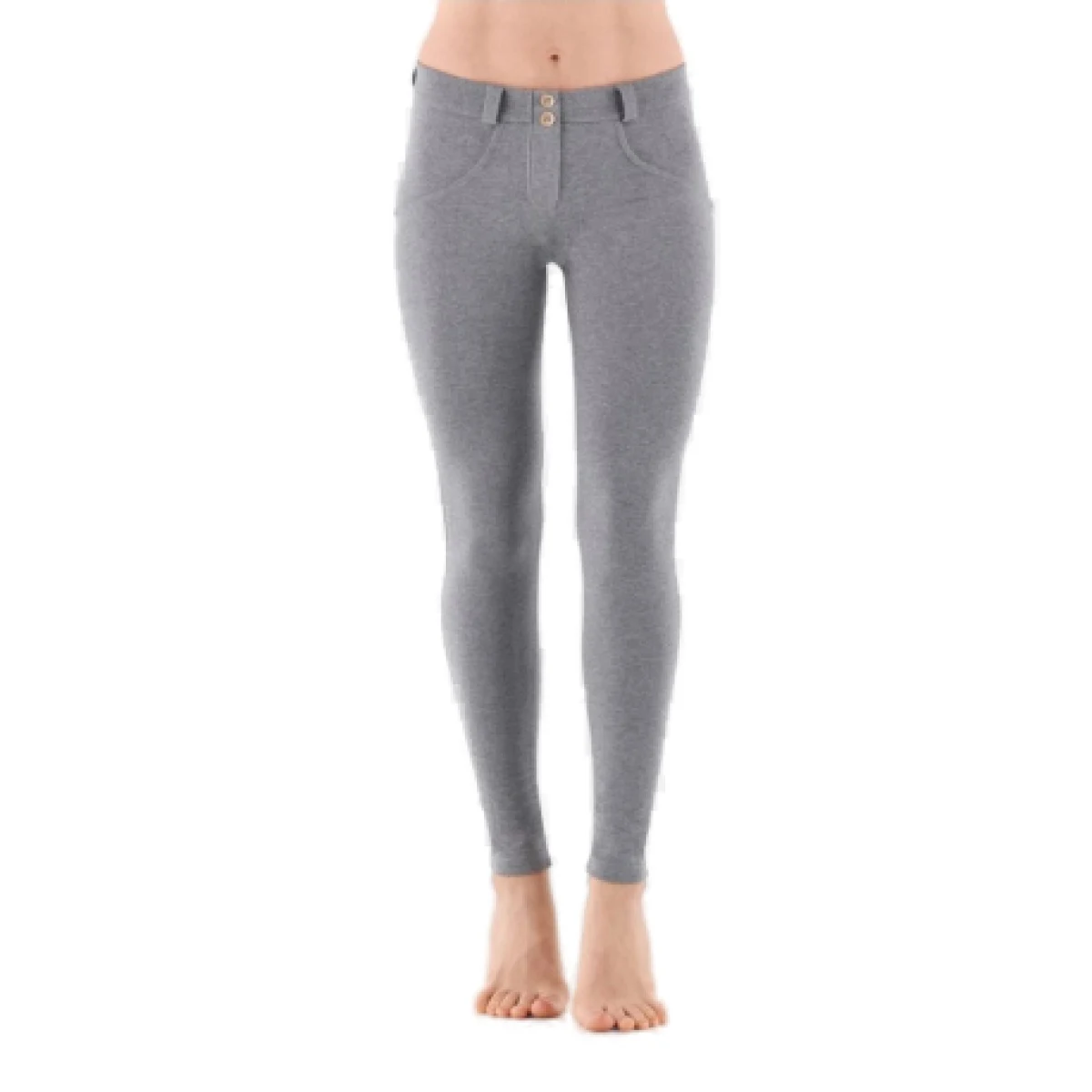 Dámske jeggings nohavice FREDDY WR.UP® skinny push up organic cotton trousers with regular waist-Grey · záber 1