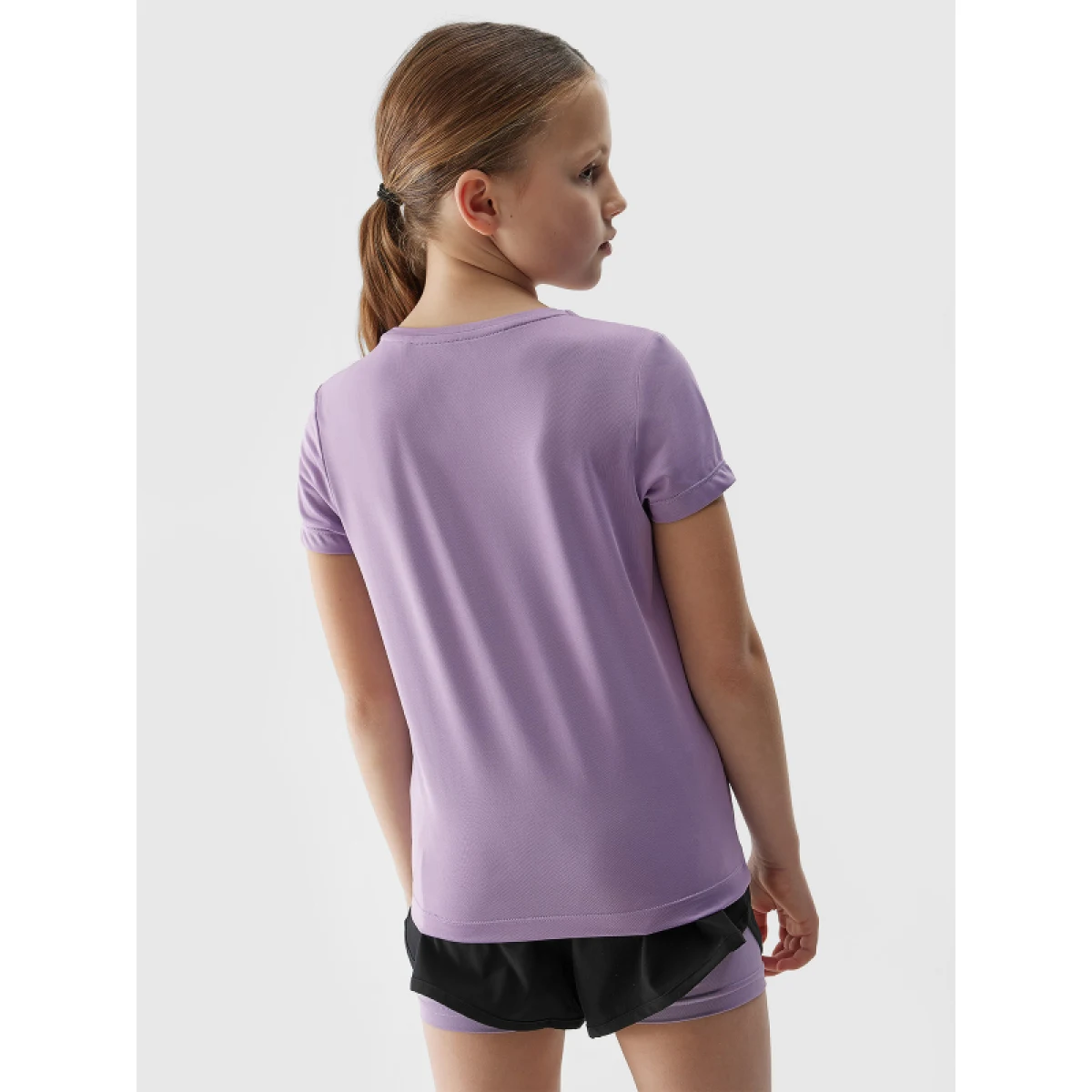 Dievčenské tréningové tričko s krátkym rukávom 4F JUNIOR TSHIRT FNK-4FJWSS24TFTSF696-51S-VIOLET · záber 3