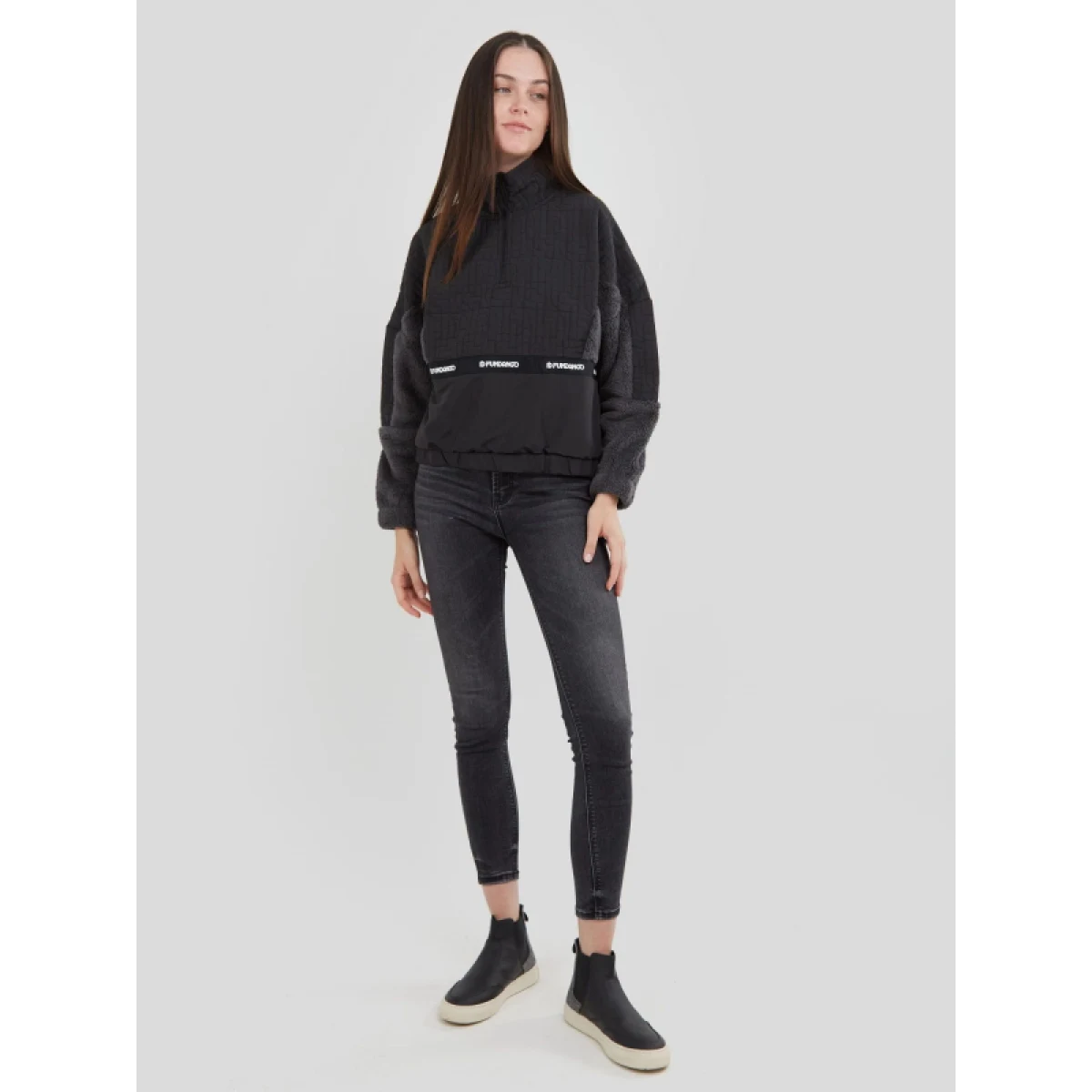 Dámska flisová mikina FUNDANGO Calypso Hybrid Pullover-890-black · záber 4