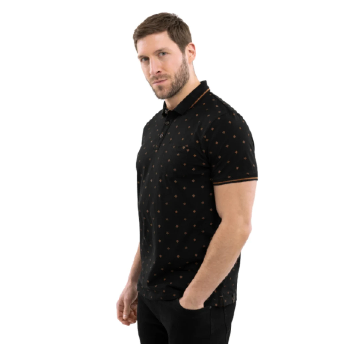 Pánske polo tričko s krátkym rukávom VOLCANO O-GOTI-700-BLACK · záber 1