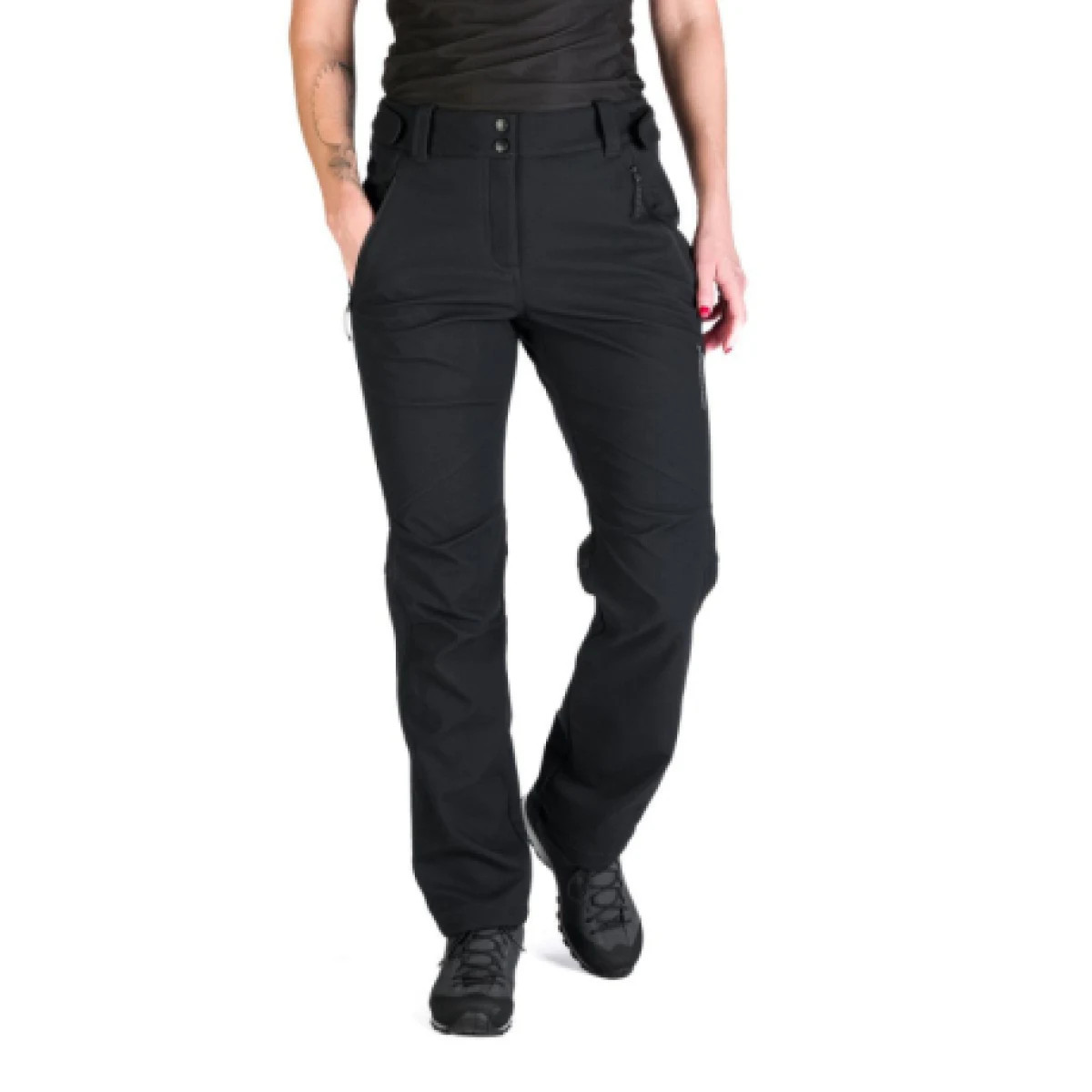 Dámske turistické softshellové nohavice NORTHFINDER JAYNE-269black · záber 1