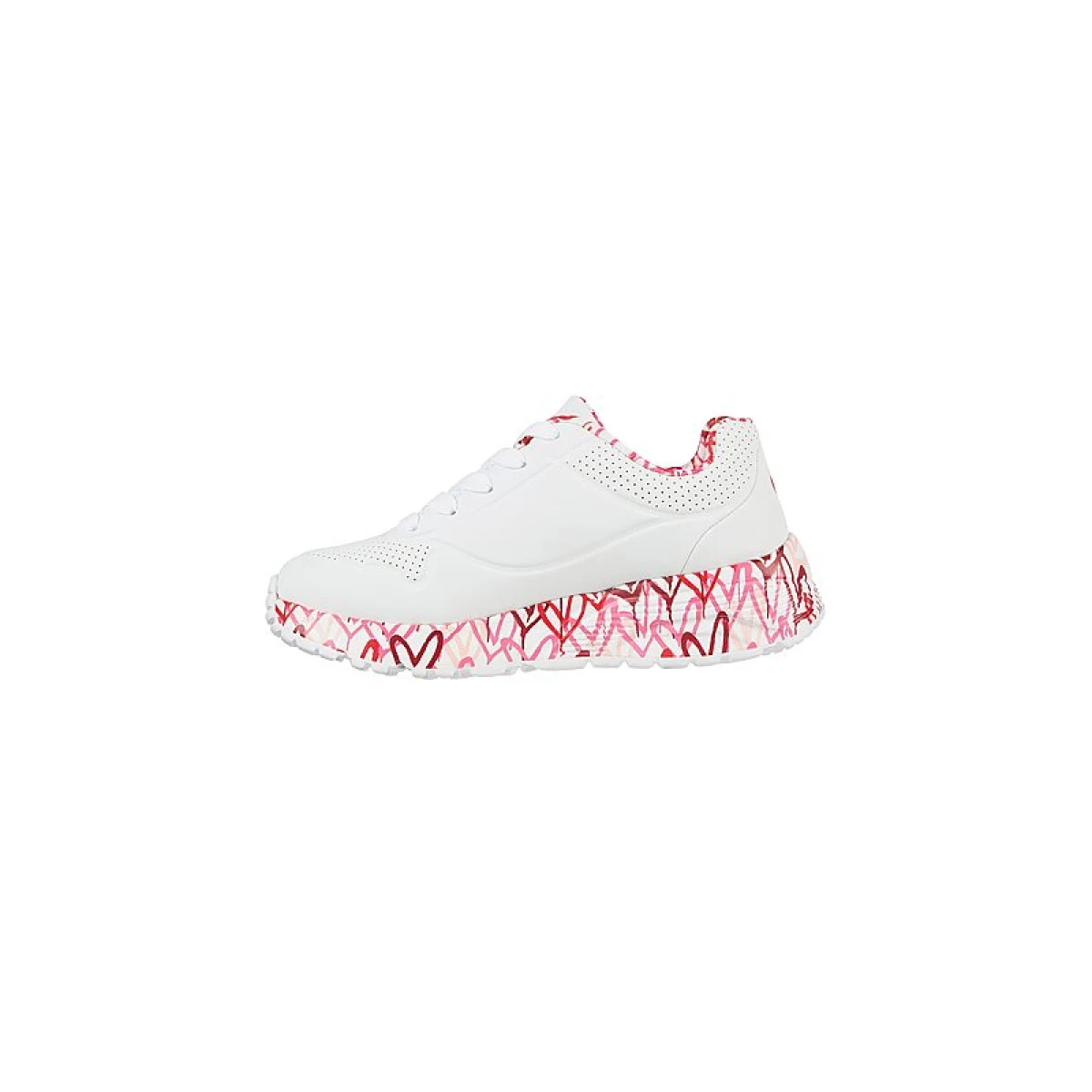 Dievčenská rekreačná obuv SKECHERS Uno Lite Lovely Luv K white red · záber 3