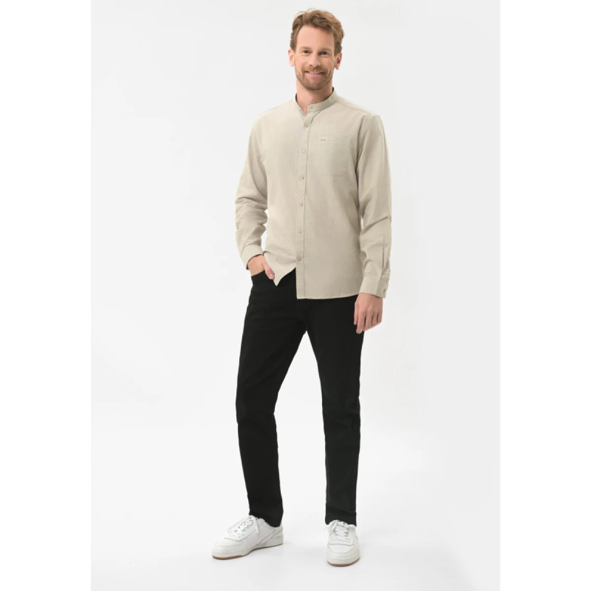 Pánska košeľa s dlhým rukávom VOLCANO LANGE 102-BEIGE · záber 3