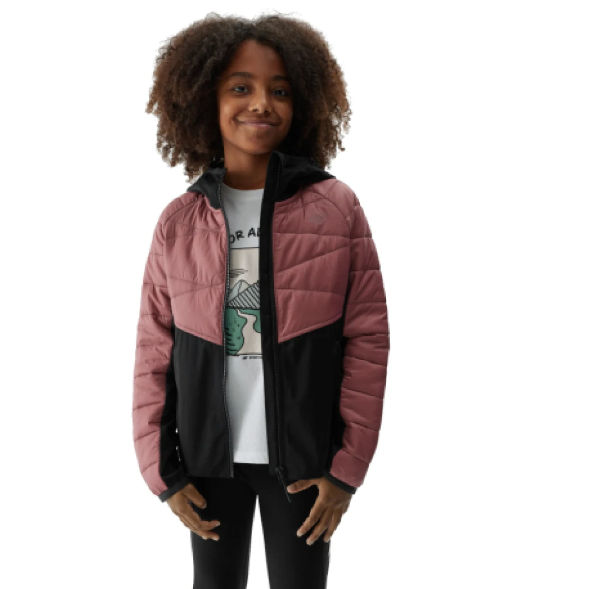 Dievčenská turistická softshellová bunda 4F JUNIOR TECHNICAL JACKET-JAW23TTJAF280-54S-PINK · záber 1