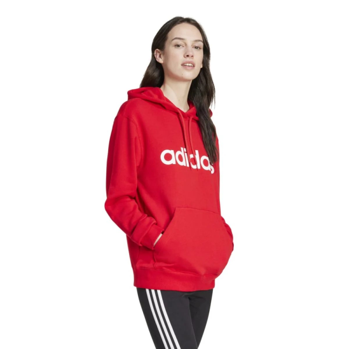 Dámska mikina s kapucňou ADIDAS W LIN FT HD-IY9187-Red · záber 2
