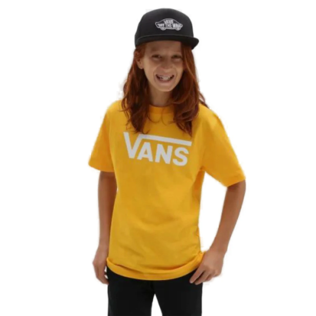 Chlapčenské tričko s krátkym rukávom VANS BY CLASSIC BOYS-OLD GOLD-WHITE · záber 1