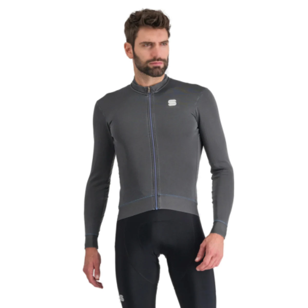 Pánsky cyklistický dres s dlhým rukávom SPORTFUL Monocrom thermal jersey, anthracite · záber 1