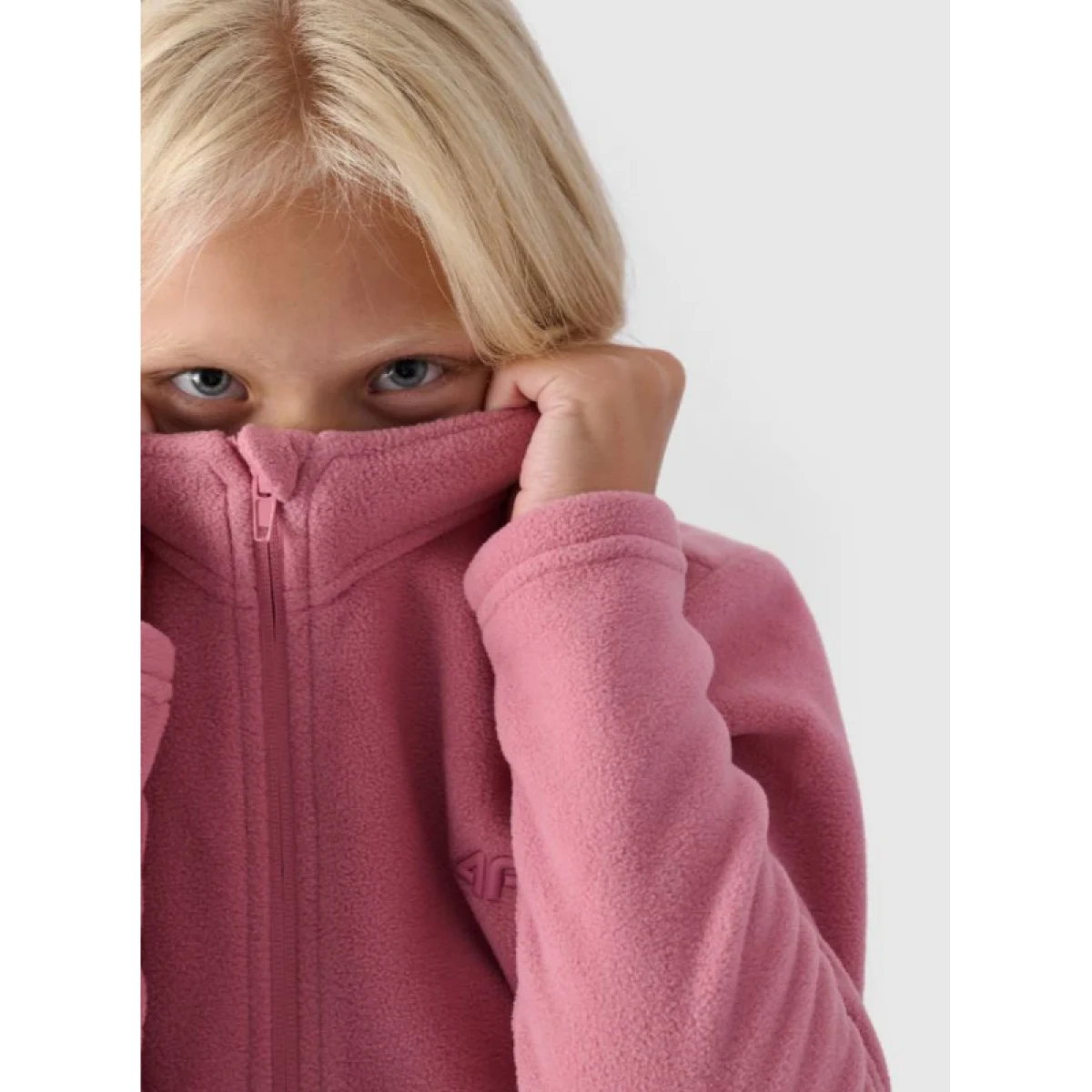 Dievčenská flisová mikina so zipsom 4F JUNIOR FLEECE-JWMM00TFLEF261-56S-LIGHT PINK · záber 2