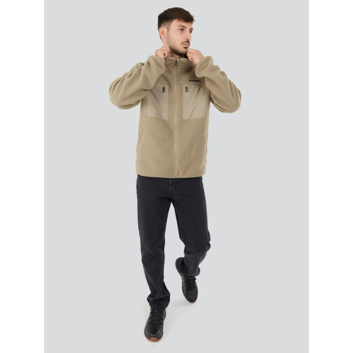 Pánska turistická mikina so zipsom FUNDANGO Haven Hybrid Jacket-636-cashmere · záber 5