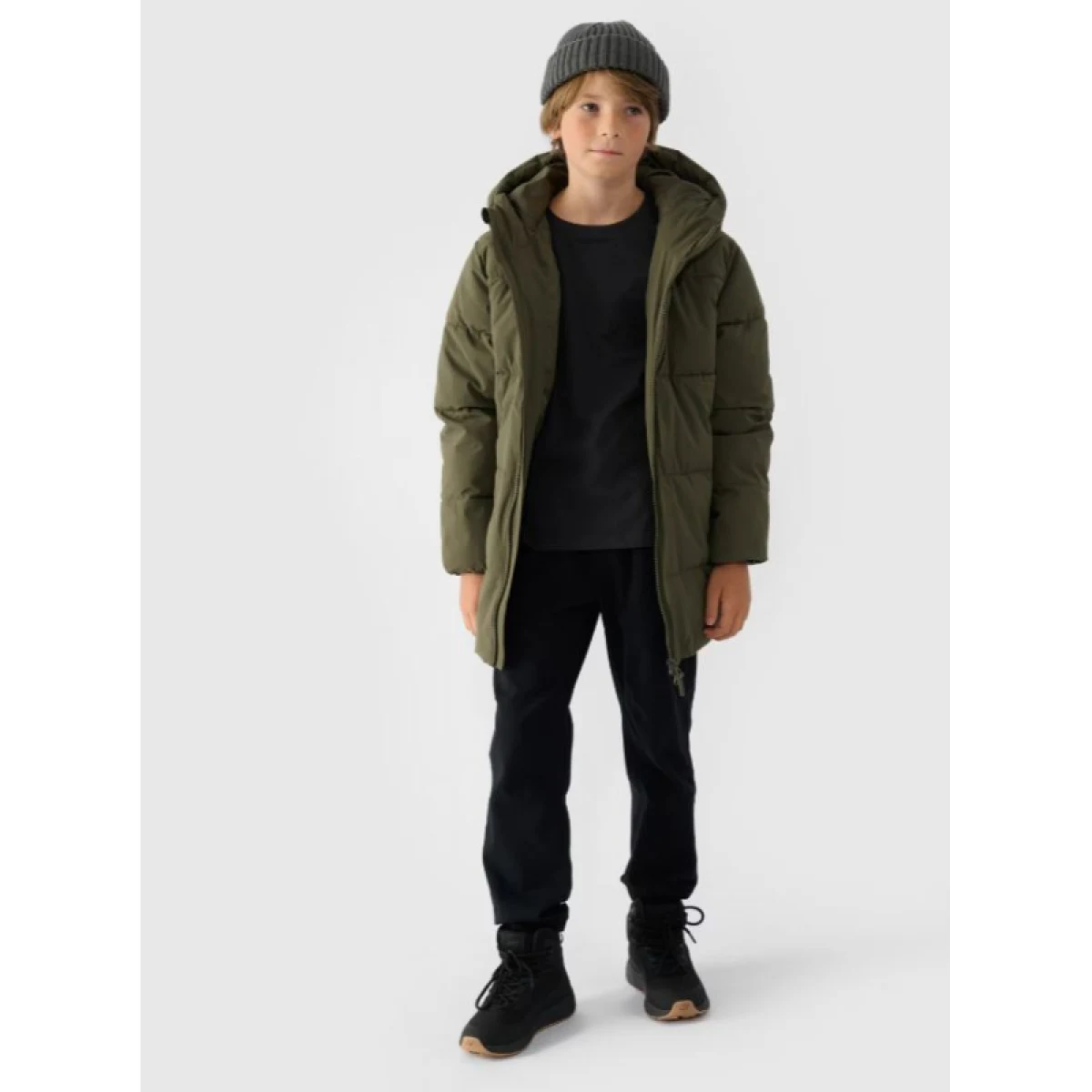 Chlapčenská bunda 4F JUNIOR DOWN JACKET-JWAW24TDJAM464-43S-KHAKI · záber 5