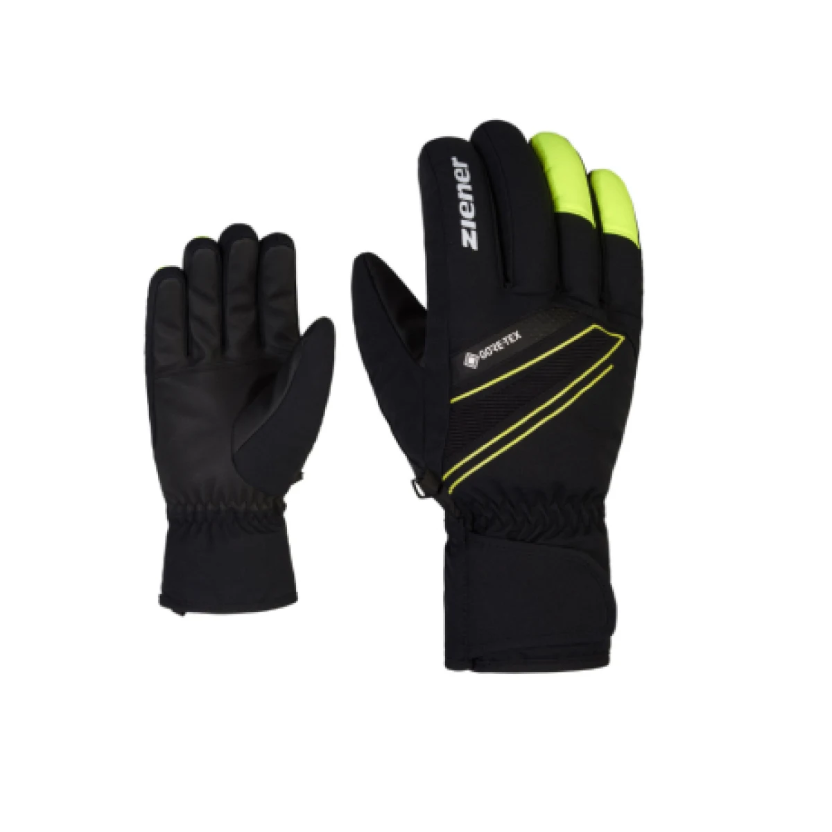 Pánske lyžiarske rukavice ZIENER GUNAR GTX-801083-12737-black poison yellow · záber 1