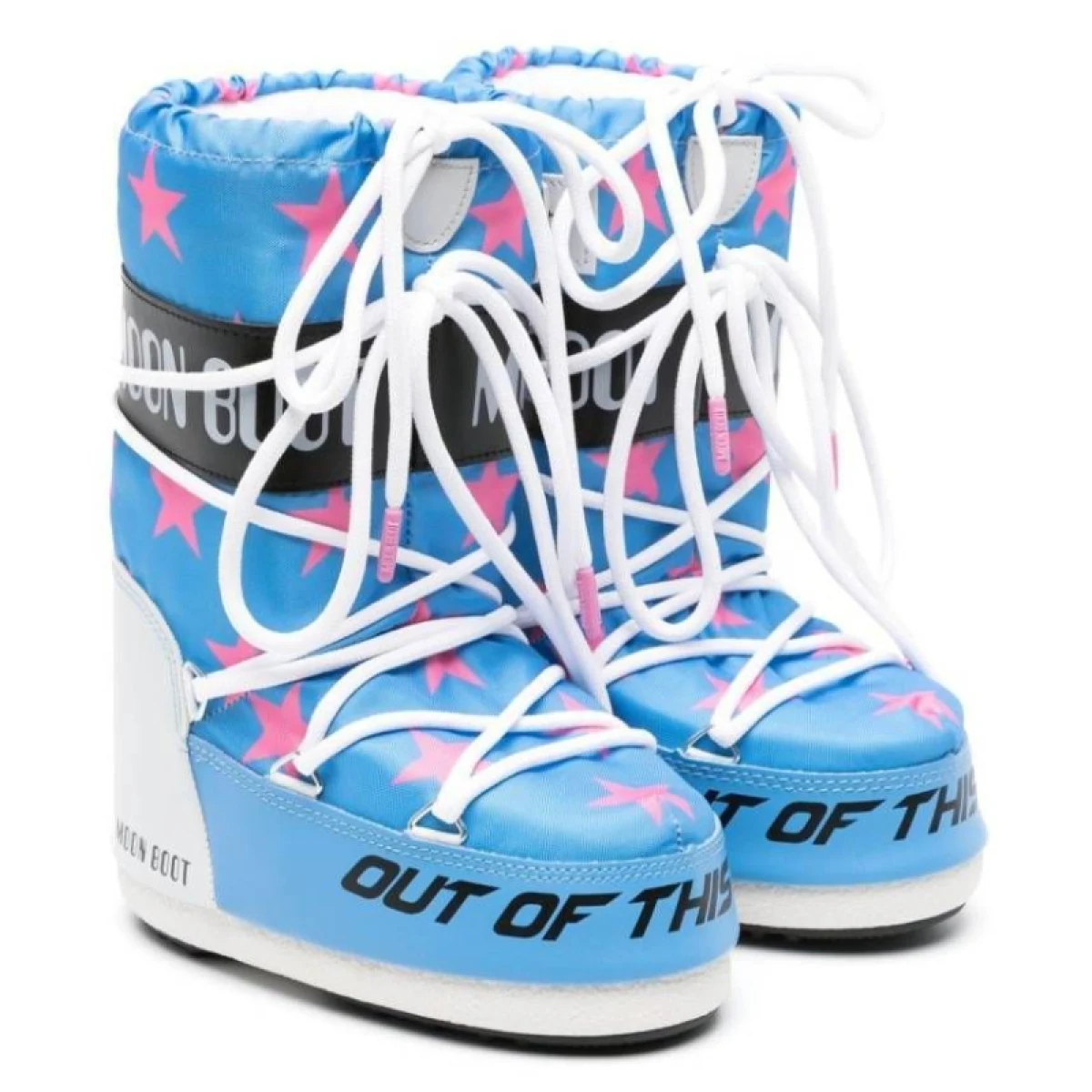 Vysoké zimné topánky MOON BOOT ICON RETROBIKER, 002 pink stars · záber 2