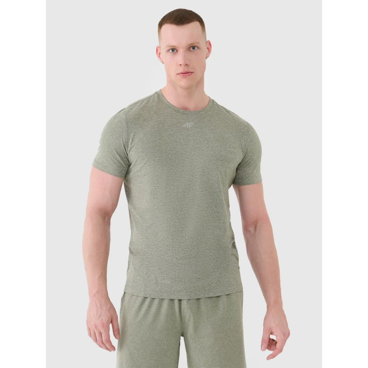 Pánske tréningové tričko s krátkym rukávom 4F TSHIRT FNK M1344-44M-OLIVE MELANGE · záber 2
