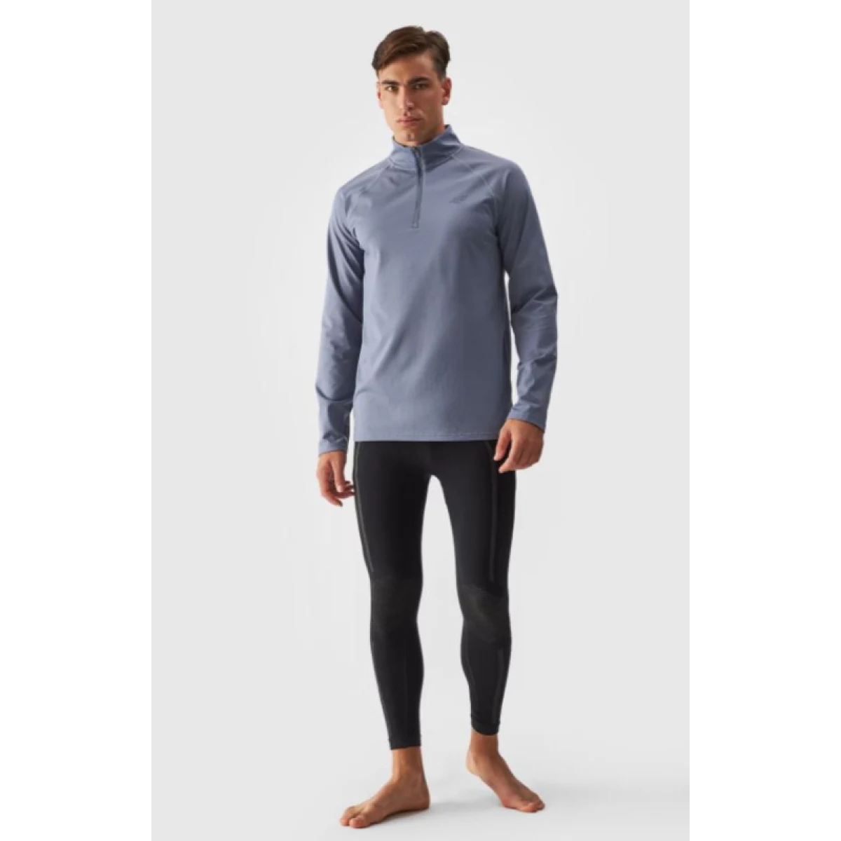 Pánska zateplená lyžiarska mikina s 1 2 zipsom 4F BRUSHED UNDERWEAR-WAW24UBRUM076-32S-DENIM · záber 5