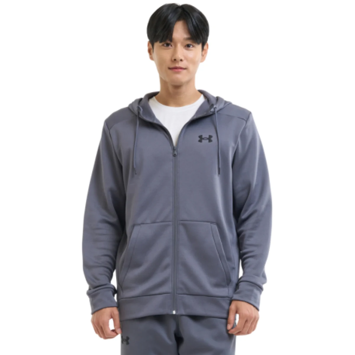 Pánska zateplená tréningová mikina so zipsom UNDER ARMOUR UA Armour Fleece FZ Hoodie-GRY · záber 1