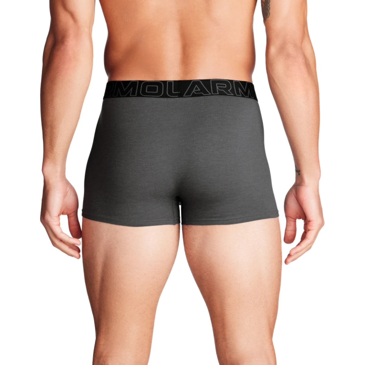 Pánske boxerky UNDER ARMOUR 3 PACK-UA PERFORMANCE COTTON - SOLID 3 inch-GRY · záber 3