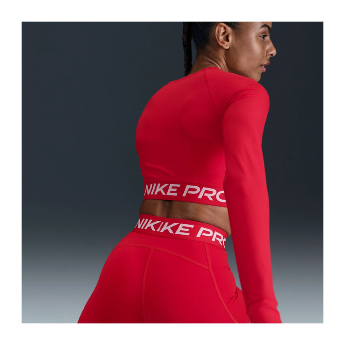 Dámske tréningové tričko s dlhým rukávom NIKE PRO PRO DF 365 CROP LS-657-Red · záber 5