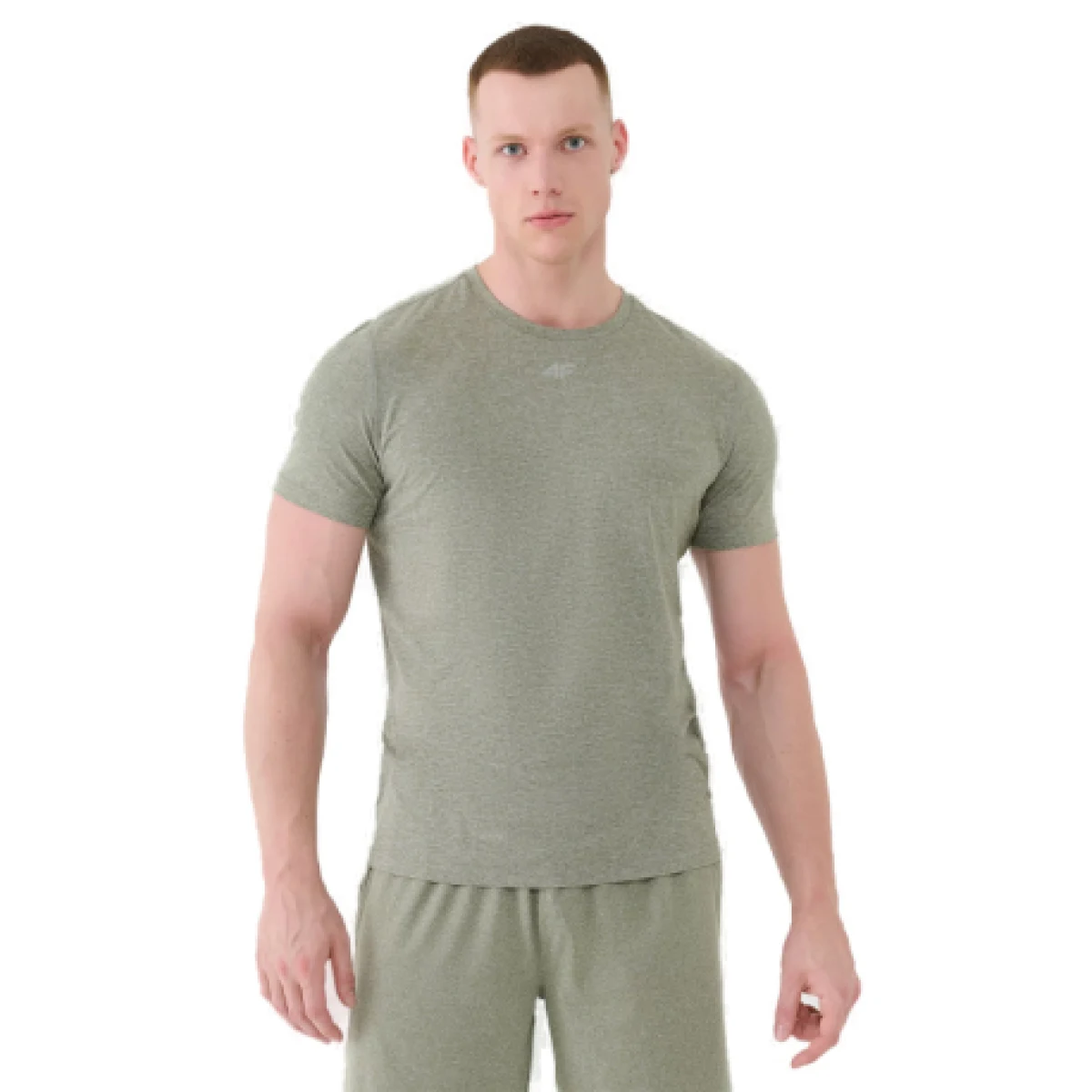 Pánske tréningové tričko s krátkym rukávom 4F TSHIRT FNK M1344-44M-OLIVE MELANGE · záber 1