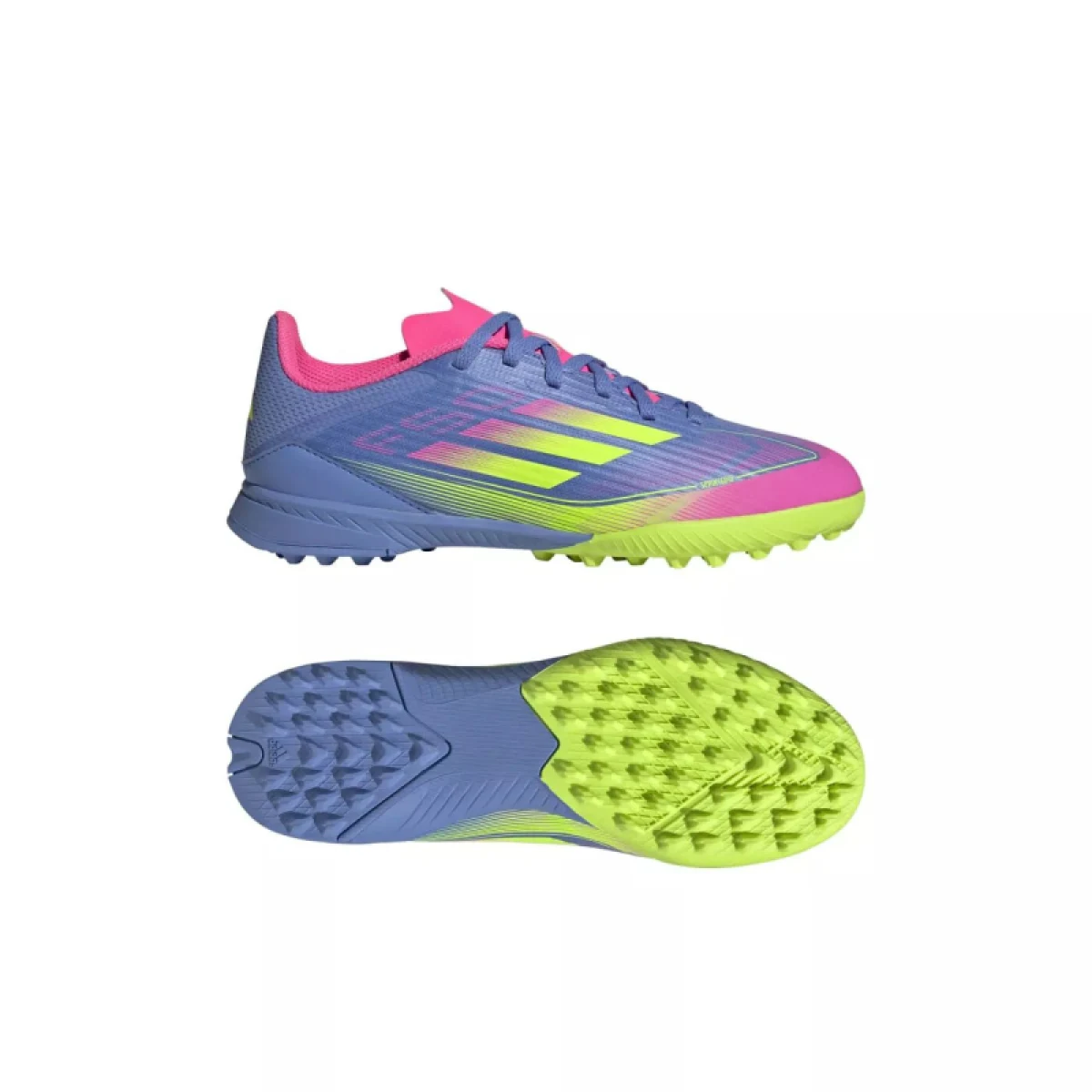 Chlapčenské futbalové kopačky turfy ADIDAS F50 League Jr TF blue fusion lucid lemon lucid pink · záber 5
