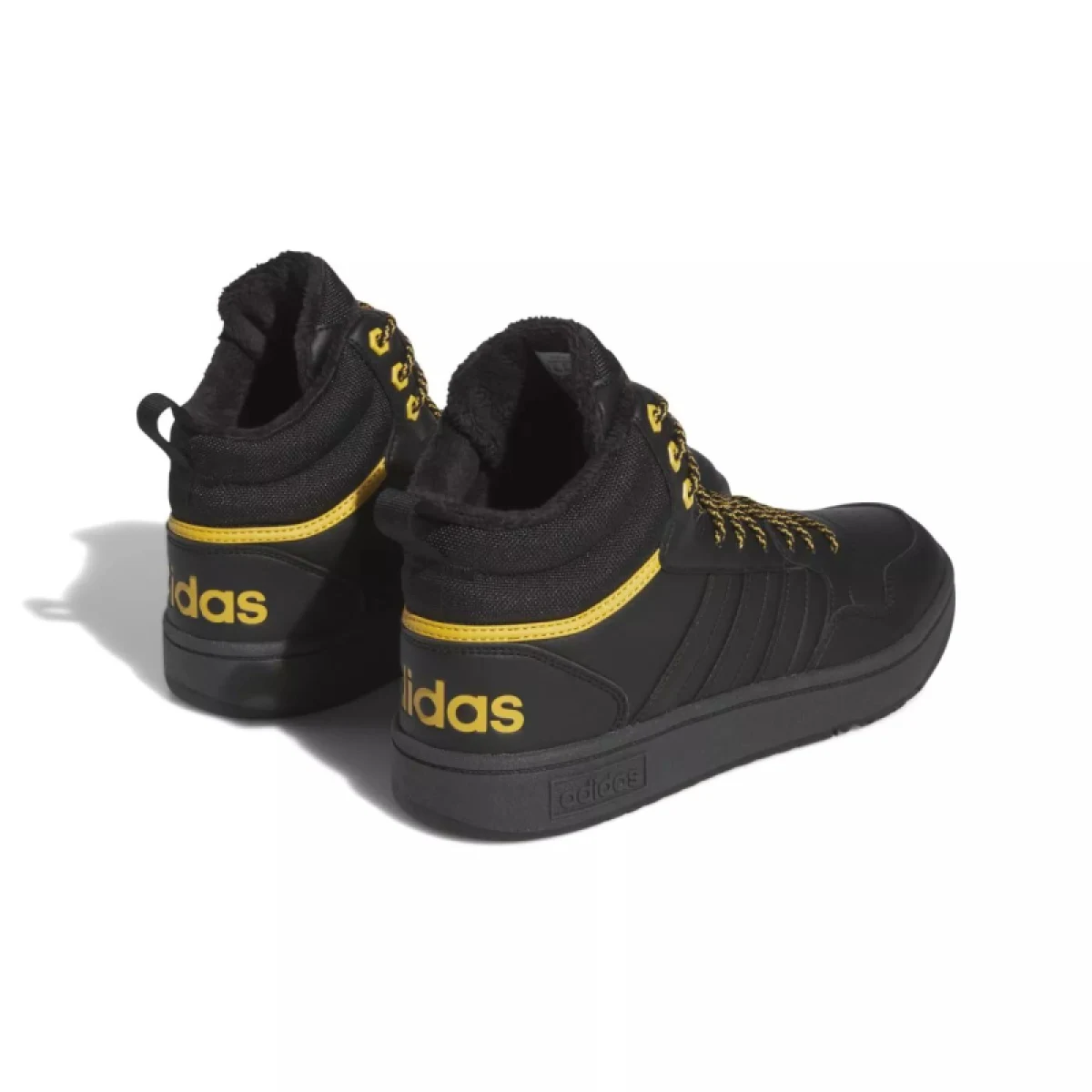 Pánske členkové zimné topánky ADIDAS Hoops 3.0 Mid WTR core black core black preloved yellow · záber 5