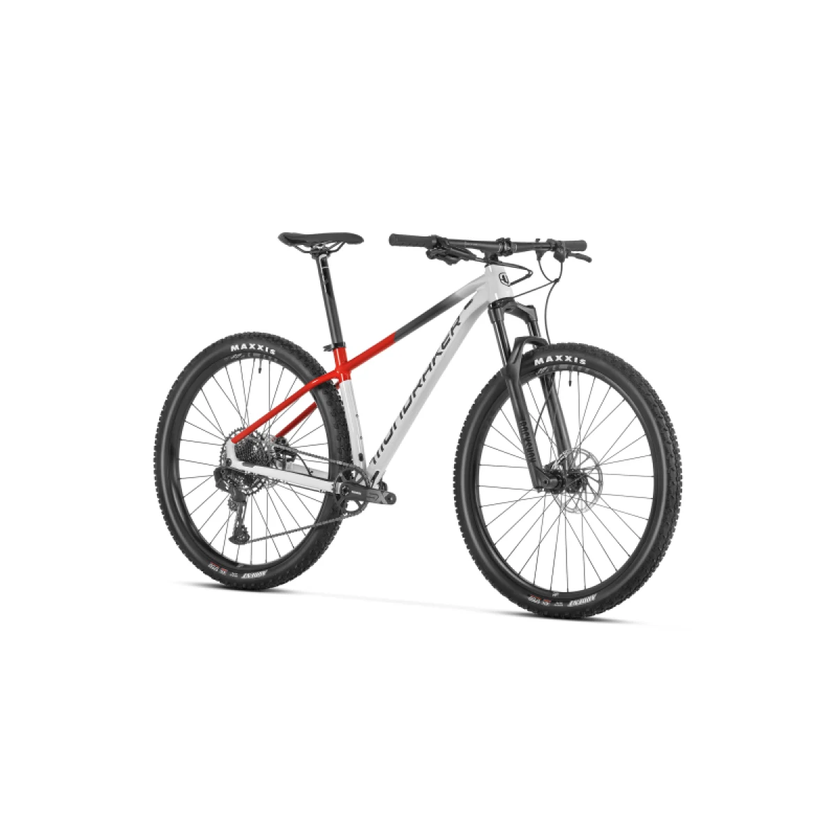 Horský bicykel MONDRAKER Chrono 29, bunker grey flame red vortex grey · záber 2