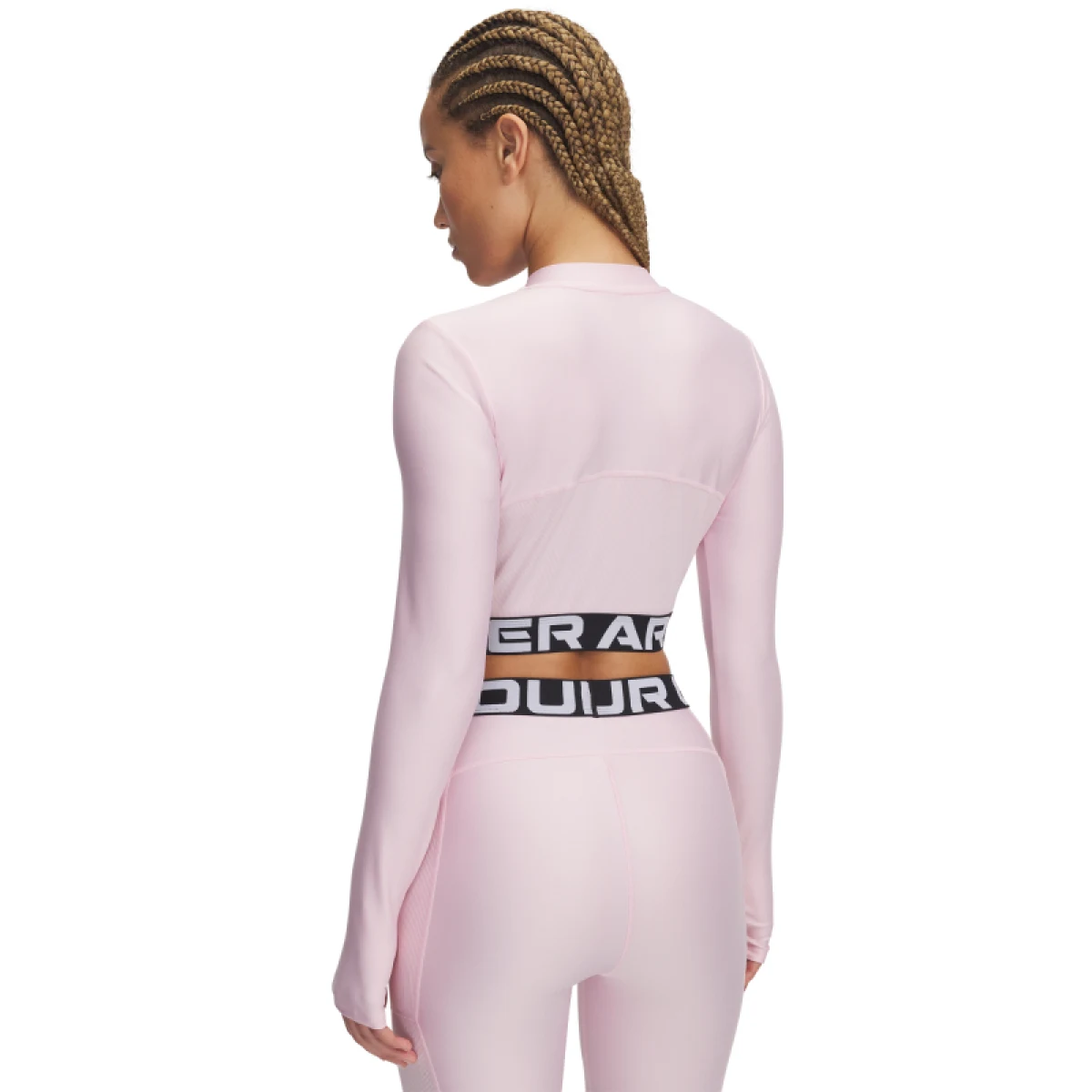 Dámske tréningové tričko s dlhým rukávom UNDER ARMOUR HeatGear Rib 1 4 Zip LS-PNK · záber 2