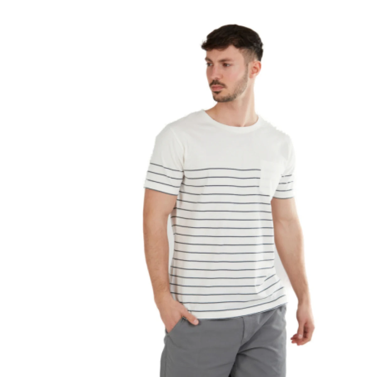 Pánske tričko s krátkym rukávom FUNDANGO Jaggy Pocket T-shirt-180-fog · záber 1