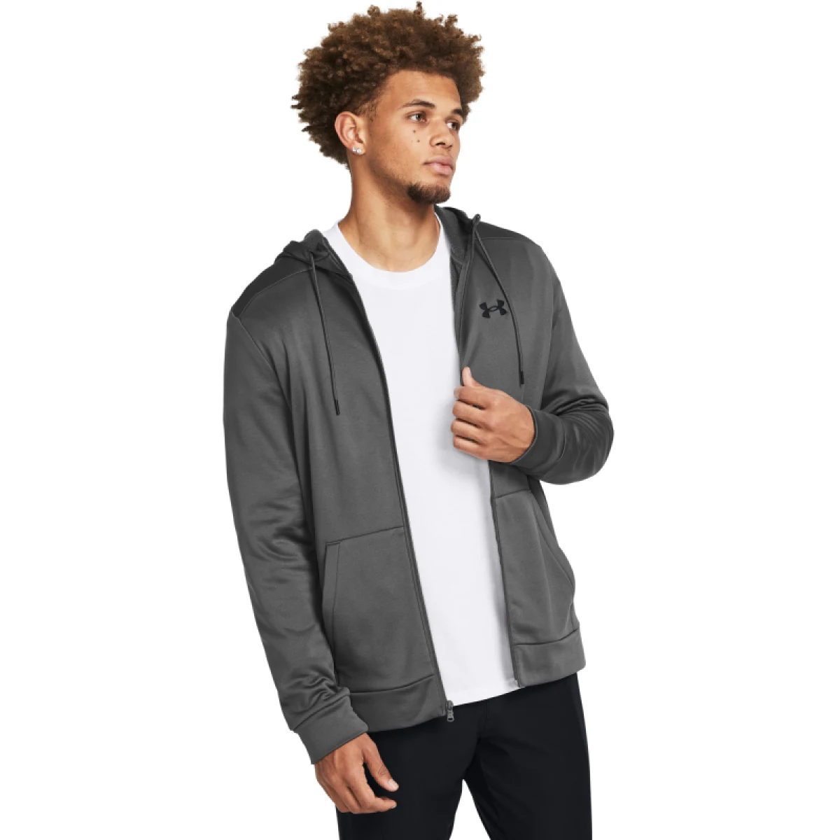 Pánska zateplená tréningová mikina so zipsom UNDER ARMOUR UA Armour Fleece FZ Hoodie-GRY · záber 3
