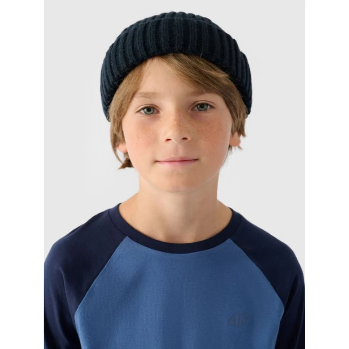 Chlapčenské tričko s dlhým rukávom 4F JUNIOR LONGSLEEVE-JWAW24TLONM293-32S-DENIM · záber 2