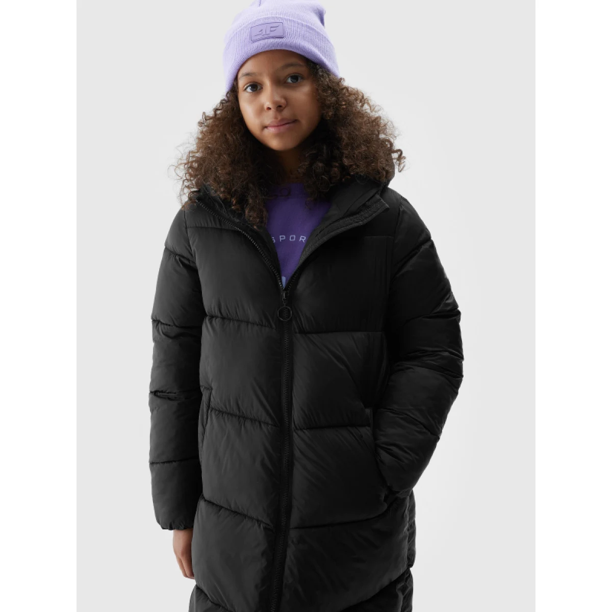Dievčenská bunda 4F JUNIOR DOWN JACKET-JAW23TDJAF268-21S-BLACK · záber 2