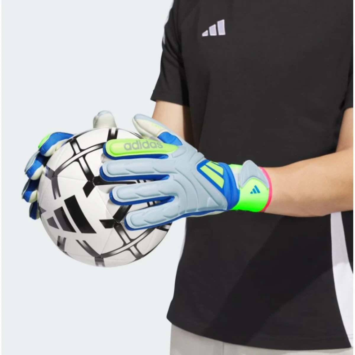 Pánske futbalové brankárske rukavice ADIDAS Copa League GL blue fusion halo blue lucid lemon · záber 5