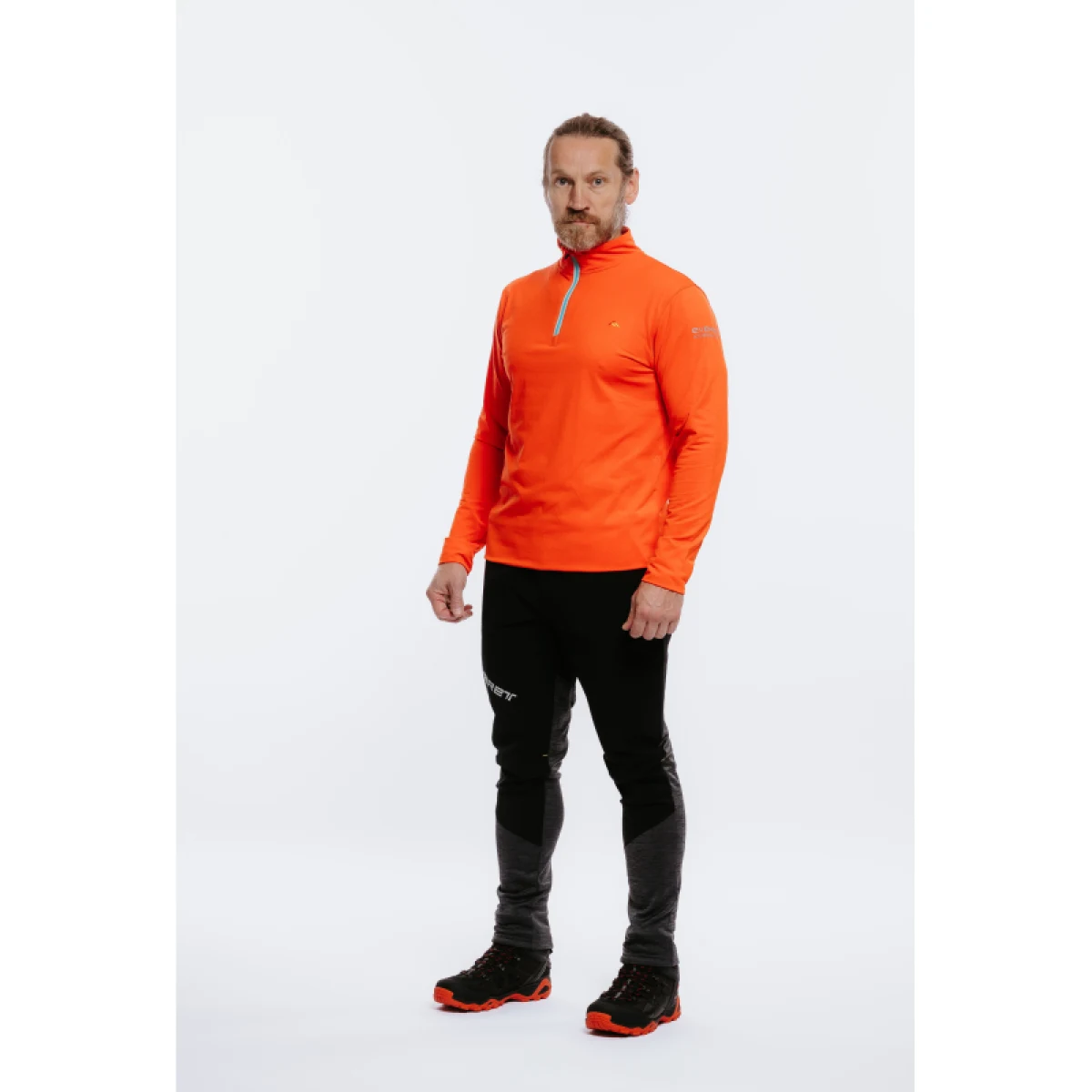 Pánske turistické tričko s dlhým rukávom EVERETT TEECO ZIP red melange · záber 3