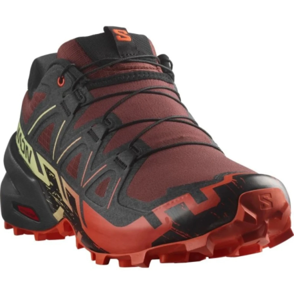 Pánska bežecká trailová obuv SALOMON Speedcross 6 M rum raisin cherry tomato cognac · záber 1