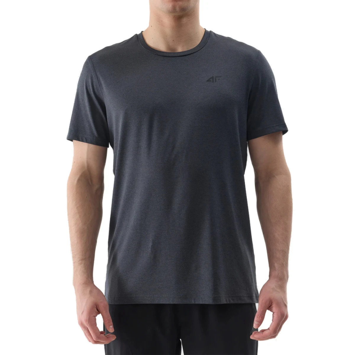 Pánske tréningové tričko s krátkym rukávom 4F TSHIRT FNK-WSS24TFTSM599-20M-DEEP BLACK MELANGE · záber 2