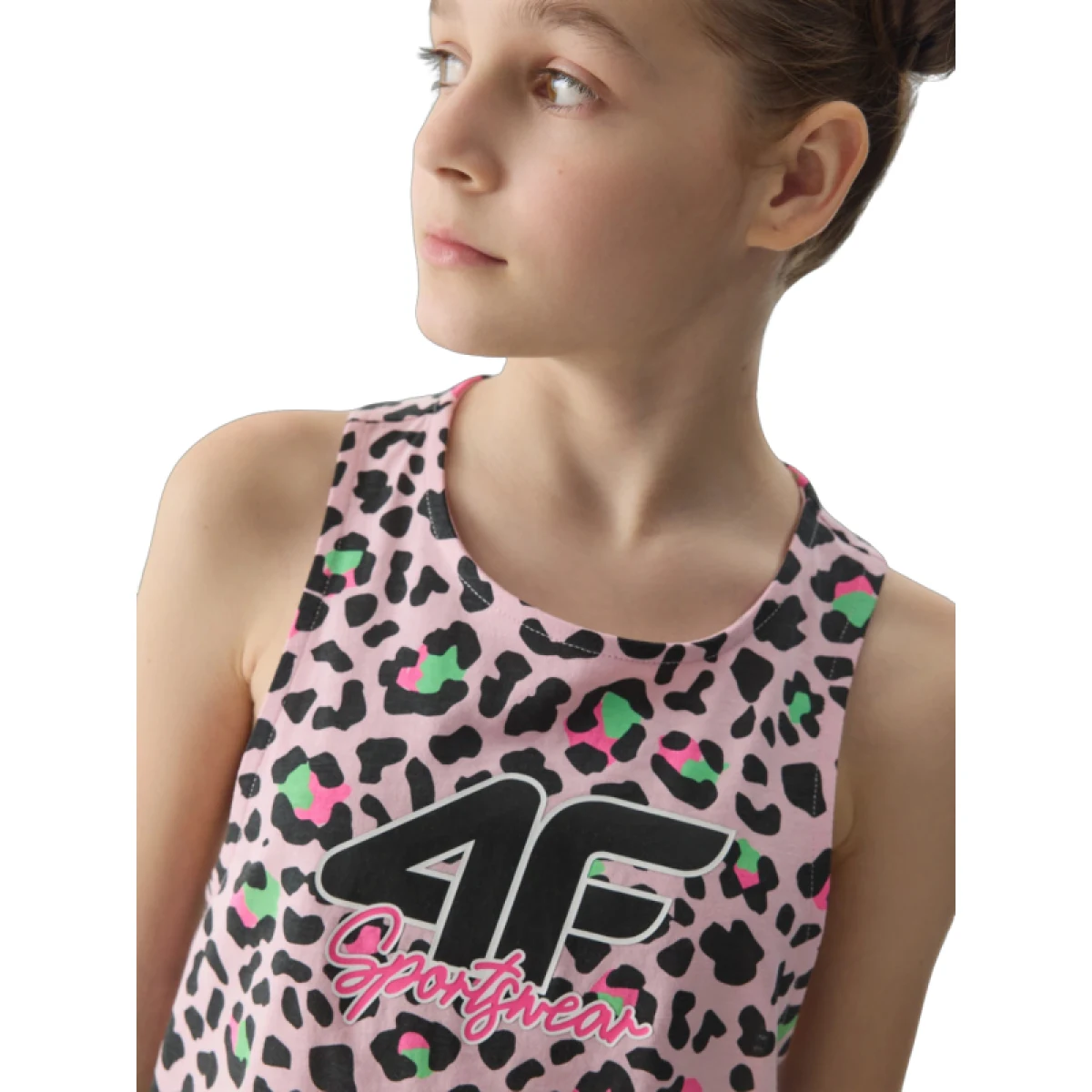 Dievčenské tielko 4F JUNIOR TSHIRT-4FJWSS24TTSHF1141-56A-LIGHT PINK ALLOVER · záber 2