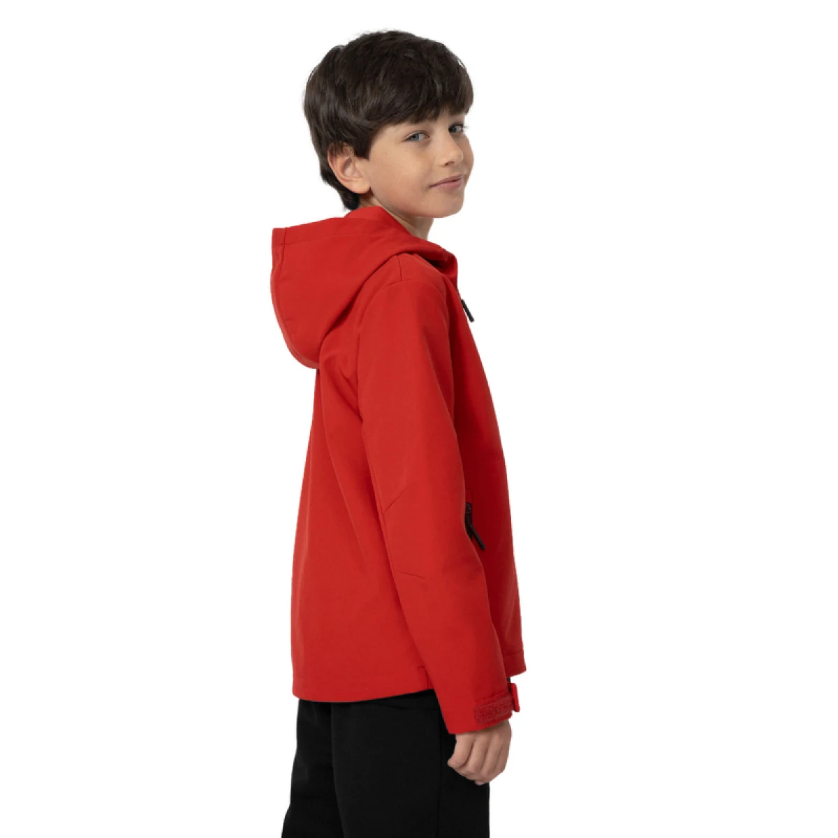 Chlapčenská turistická softshellová bunda 4F JUNIOR SOFTSHELL JACKET M091-62S-RED · záber 3