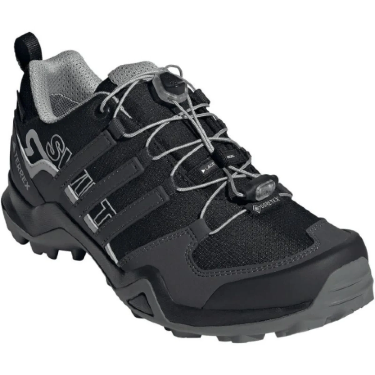 Dámska nízka turistická obuv ADIDAS Terrex Swift R2 GTX core black dgh solid grey purple tint · záber 1