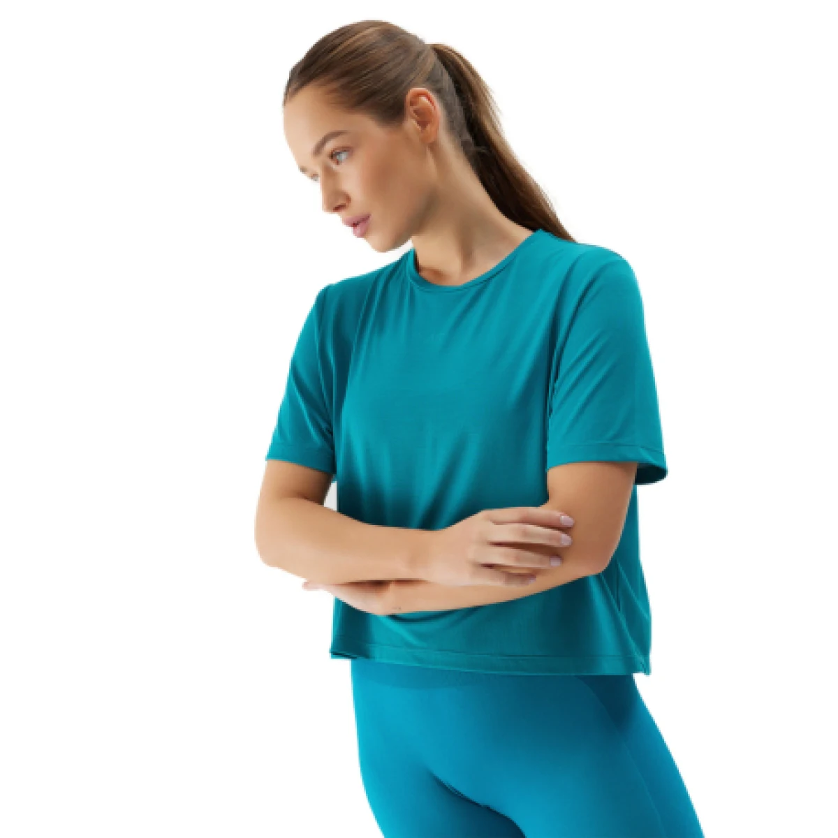 Dámske tréningové tričko s krátkym rukávom 4F TSHIRT FNK-WSS24TFTSF709-35S-TURQUOISE · záber 1