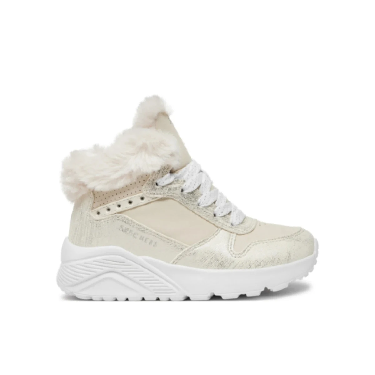 Dievčenské členkové zimné topánky SKECHERS Uno Lite Comfurt Collar natural · záber 1