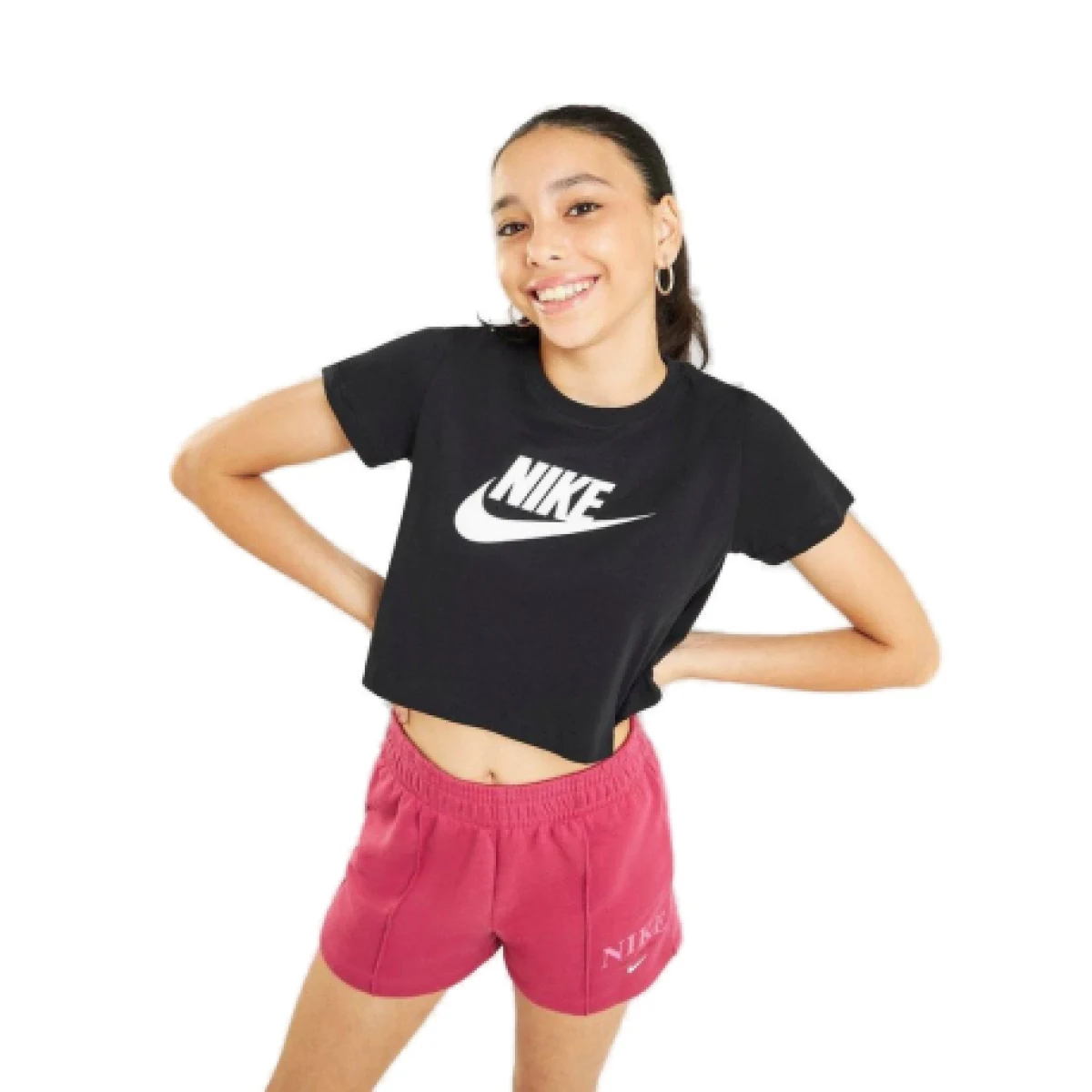 Dievčenské tričko s krátkym rukávom NIKE G NSW TEE CROP FUTURA-DA6925-012-black · záber 1