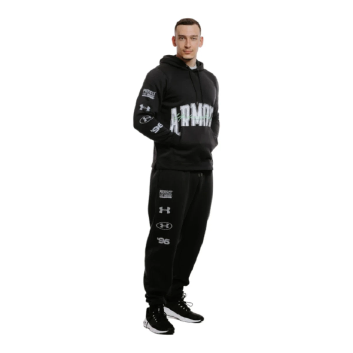 Pánska zateplená mikina s kapucňou UNDER ARMOUR UA Essential Flc Nov Hood-BLK · záber 1