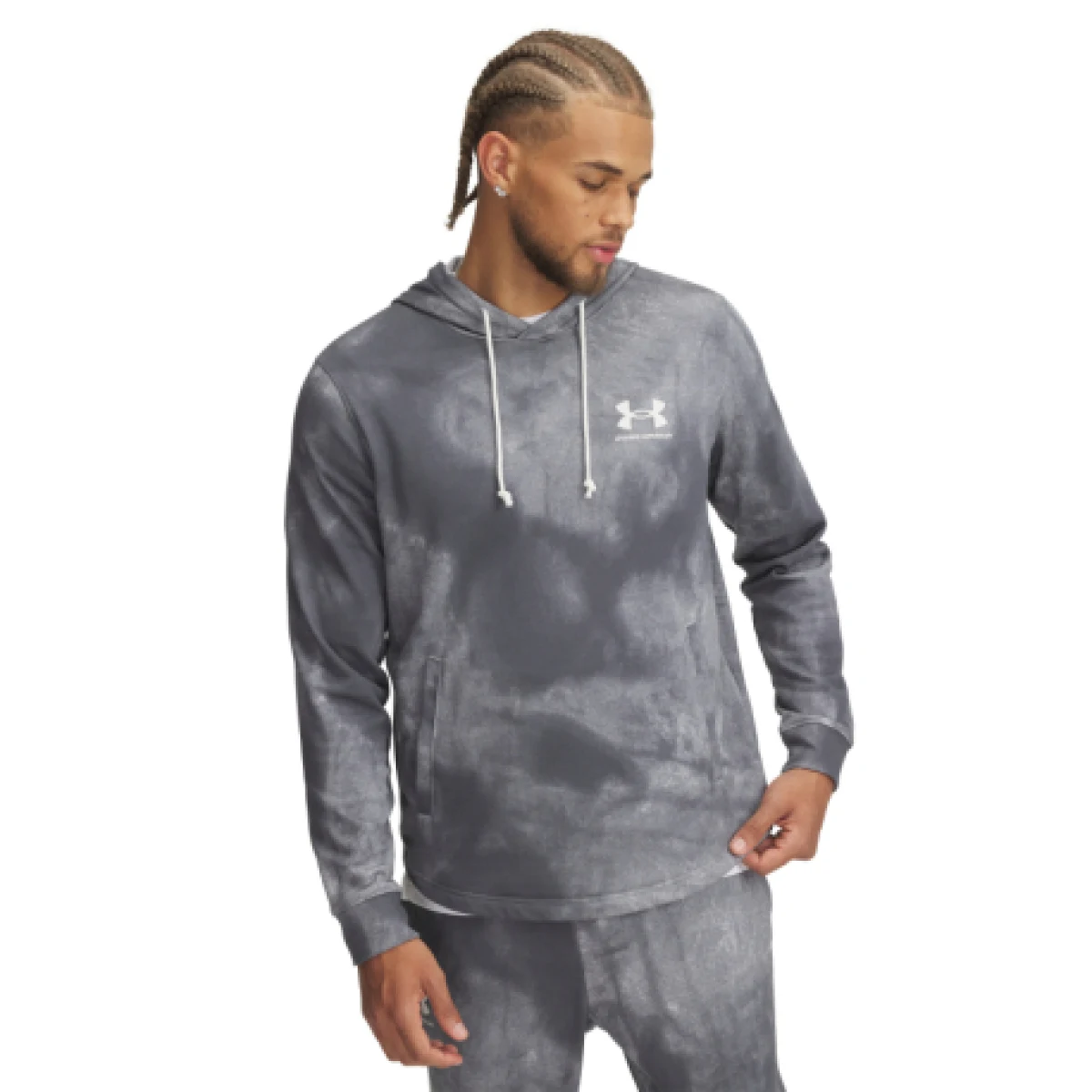 Pánska mikina s kapucňou UNDER ARMOUR UA Rival Terry AOP Hood Q1-GRY · záber 1