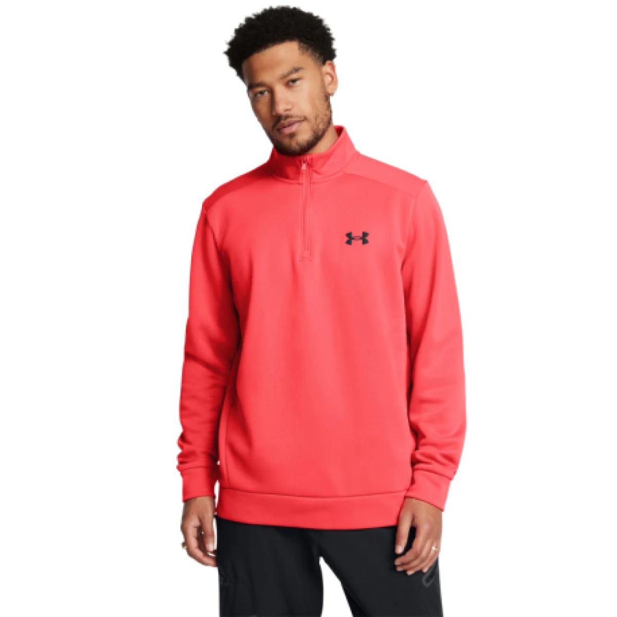 Pánska zateplená tréningová mikina s 1 2 zipsom UNDER ARMOUR UA Armour Fleece 1 4 Zip-RED · záber 1