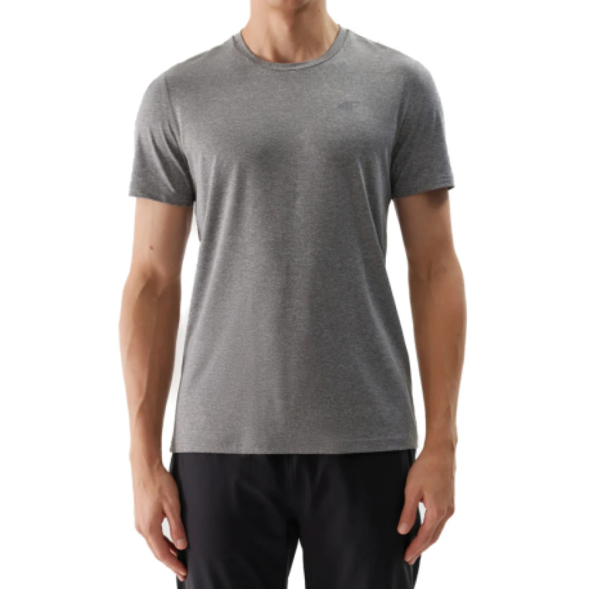 Pánske tréningové tričko s krátkym rukávom 4F TSHIRT FNK-WSS24TFTSM599-27M-COLD LIGHT GREY MELANGE · záber 1