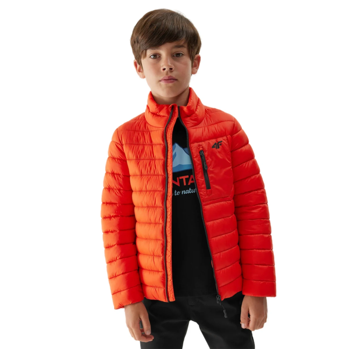 Chlapčenská bunda 4F JUNIOR DOWN JACKET-JAW23TDJAM220-70S-ORANGE · záber 2