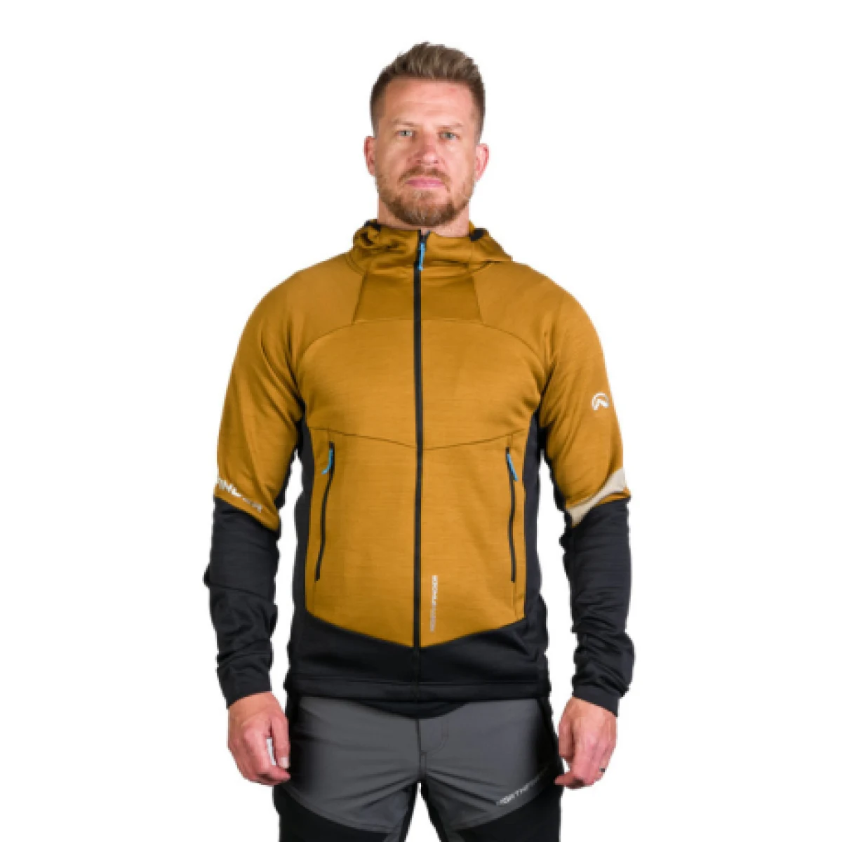 Pánska turistická mikina so zipsom NORTHFINDER KEVIN-579-mustardblack · záber 1