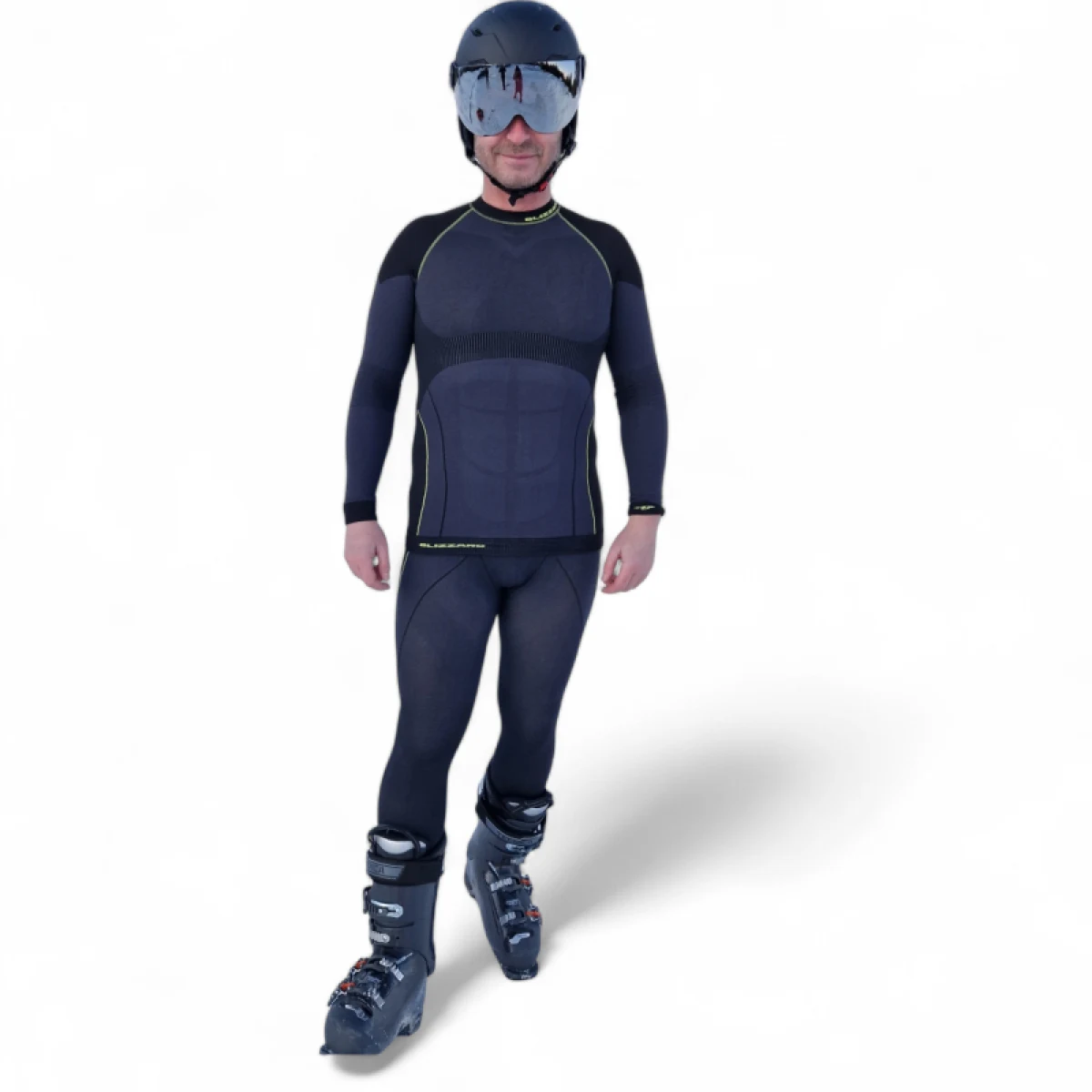 Pánske termo tričko s dlhým rukávom BLIZZARD SHORT CUT-Mens long sleeve, anthracite neon yellow · záber 3